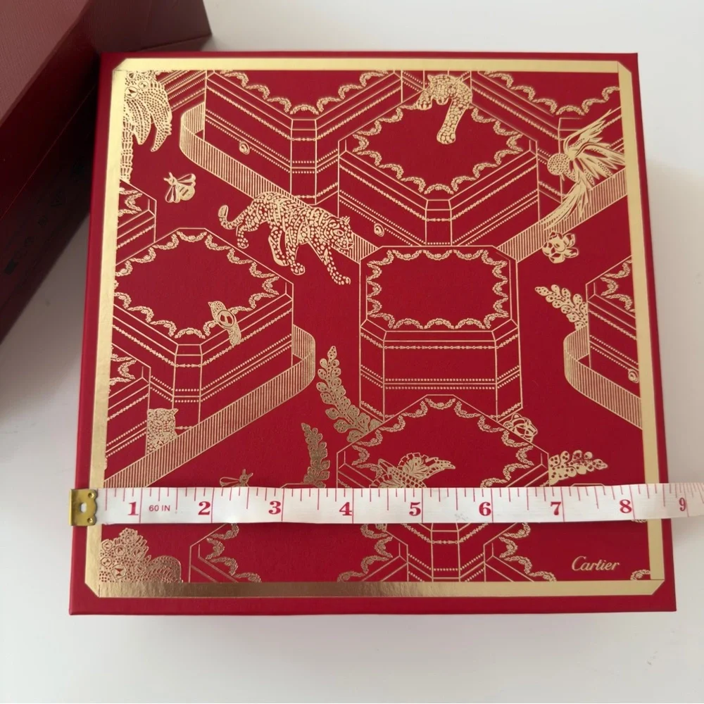 New Cartier Red Shopping Gift Bag Tote Red Clothes Handles and Red box